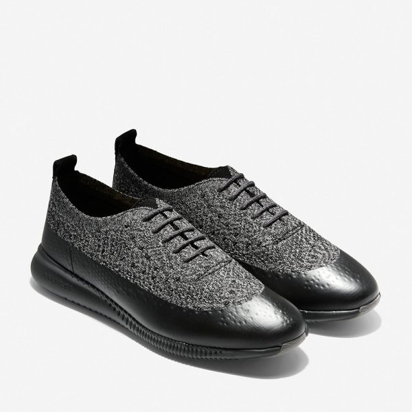 Cole Haan 2.ZERØGRAND Stitchlite Oxford Water Resitant Black Stormcloud Knit Black Suede Gloss Black Online Sale