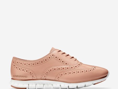 Cole Haan ZERØGRAND Wing Oxford Closed Hole Mahogany Rose Leather Optic White Discount