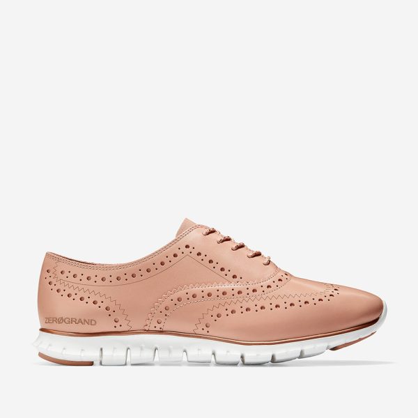 Cole Haan ZERØGRAND Wing Oxford Closed Hole Mahogany Rose Leather Optic White Discount