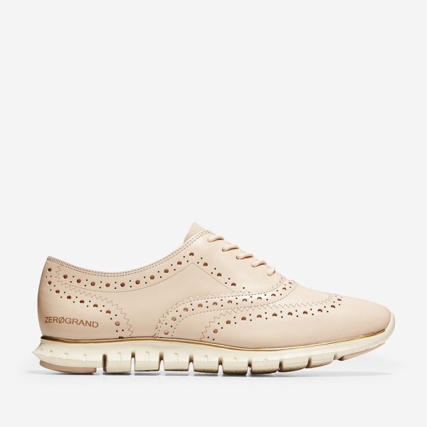 Cole Haan ZERØGRAND Wing Oxford Closed Hole Brazilian Sand Leather Ivory Online