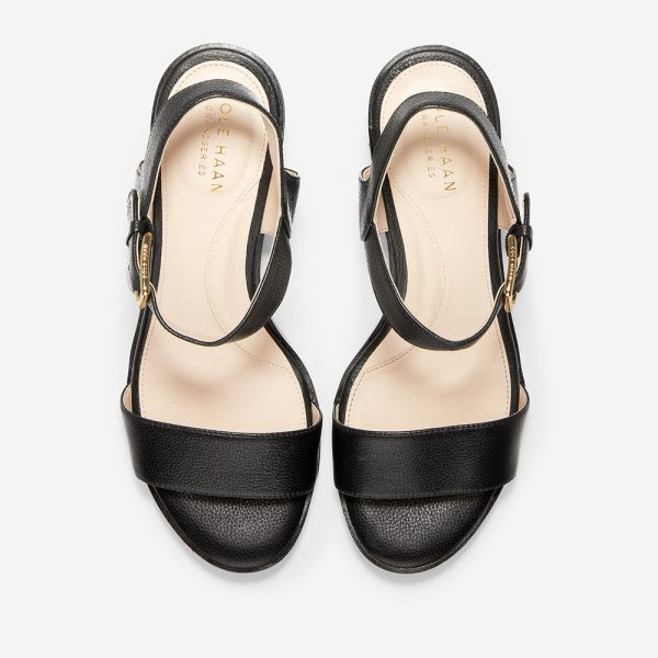 Cole Haan Anette Sandal (55mm) Black Tumbled Leather For Discount