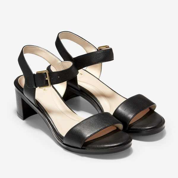 Cole Haan Anette Sandal (55mm) Black Tumbled Leather For Discount