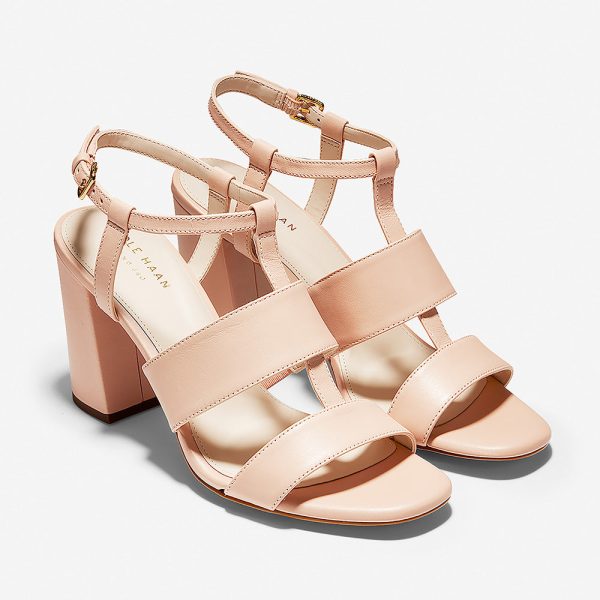 Cole Haan Cherie Grand Block Heel Sandal (85mm) Mahogany Rose Leather For Sale