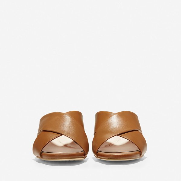 Cole Haan Adley Grand Wedge Sandal (50mm) British Tan Leather Natural Stack on Sale