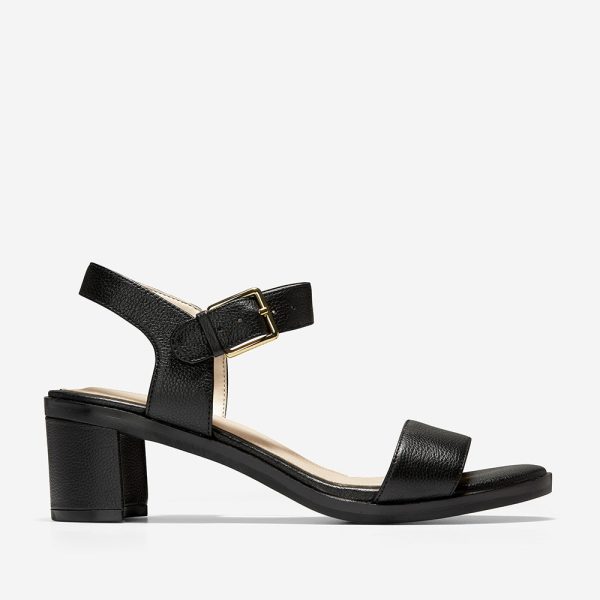 Cole Haan Anette Sandal (55mm) Black Tumbled Leather For Discount