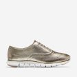 Cole Haan ZERØGRAND Wing Oxford Closed Hole Soft Gold Metallic Leather Optic White For Cheap