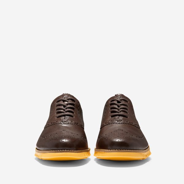 Cole Haan ZERØGRAND Wingtip Oxford Bracken Leather Golden Rod For Cheap