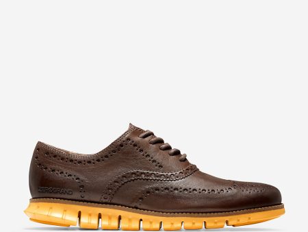 Cole Haan ZERØGRAND Wingtip Oxford Bracken Leather Golden Rod For Cheap