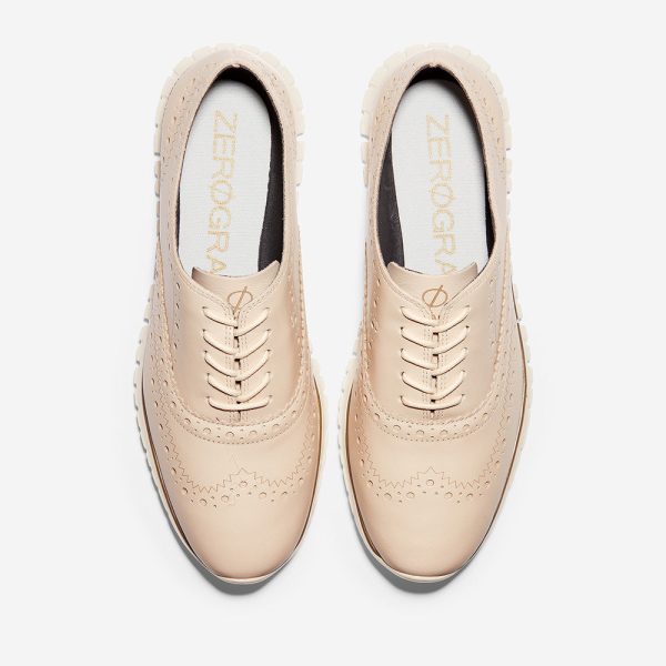 Cole Haan ZERØGRAND Wing Oxford Closed Hole Brazilian Sand Leather Ivory Online