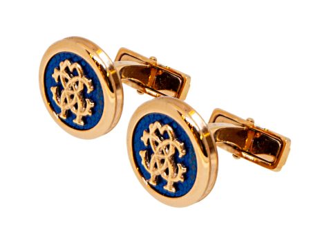 Roberto Cavalli Cufflinks Ip Rose Gold With Blue & Rose Gold Color Logo Hot on Sale