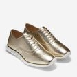 Cole Haan ZERØGRAND Wing Oxford Closed Hole Soft Gold Metallic Leather Optic White For Cheap