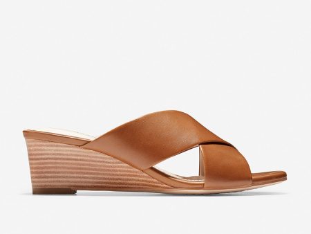 Cole Haan Adley Grand Wedge Sandal (50mm) British Tan Leather Natural Stack on Sale