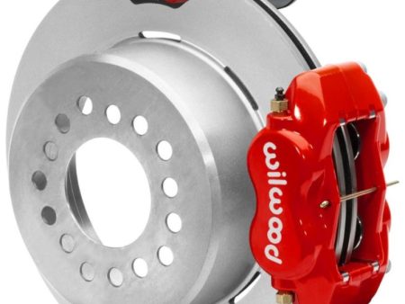 Wilwood Forged Dynalite Rear Electronic Parking Brake Kit - Red Powder Coat Caliper - Plain Rotor Hot on Sale