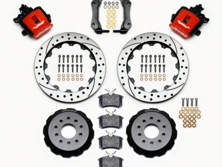 Wilwood Combination Parking Brake Rear Kit 12.88in Drilled Red Mustang 94-04 Online Sale