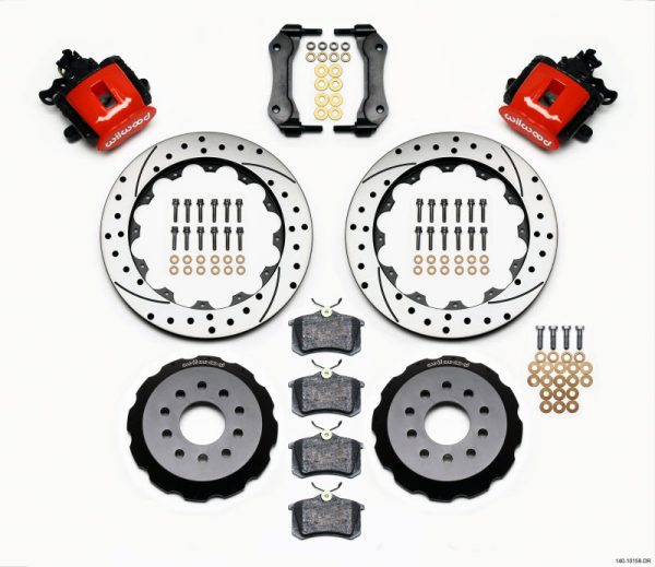 Wilwood Combination Parking Brake Rear Kit 12.88in Drilled Red Mustang 94-04 Online Sale