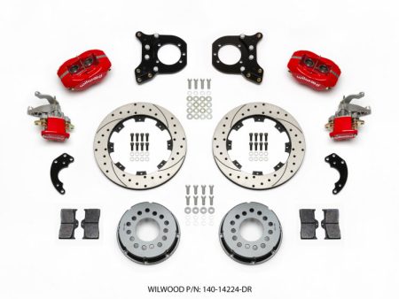 Wilwood Forged Dynalite P S Rear Kit w MC4 P-Brake Drill Red Chev 12 Bolt w Clip Eliminator Online Sale