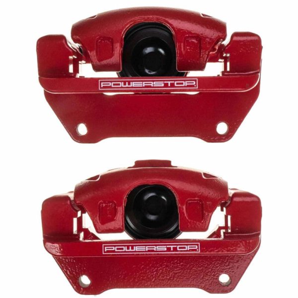 Power Stop 07-18 Jeep Wrangler JK Front Red Caliper Pair w Bracket Hot on Sale