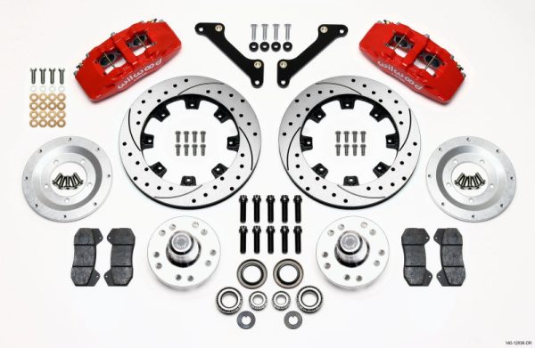 Wilwood Dynapro 6 Front Hub Kit 12.19in Drilled Red 79-81 Camaro For Discount