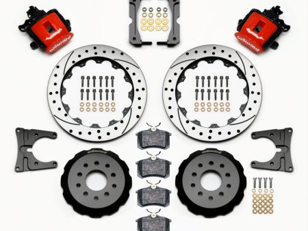 Wilwood Combination Parking Brake Rear Kit 12.88in Drilled Red 2005-2014 Mustang Supply