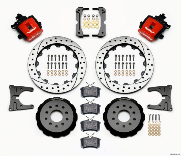 Wilwood Combination Parking Brake Rear Kit 12.88in Drilled Red 2005-2014 Mustang Supply