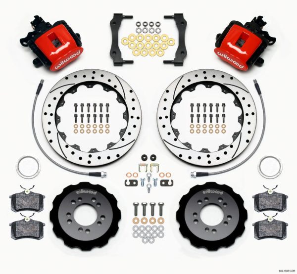 Wilwood Combination Parking Brake Rear Kit 12.88in Drilled Red 2013-Up Ford Focus ST w  Lines Cheap