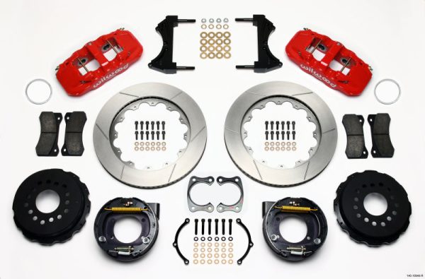 Wilwood AERO4 Rear P-Brake Kit 14.00in Red Big Ford New Style 2.50in Offset Online