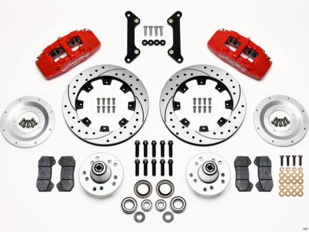 Wilwood Dynapro 6 Front Hub Kit 12.19in Drilled Red 70-78 Camaro Discount