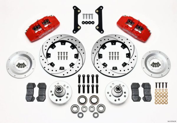 Wilwood Dynapro 6 Front Hub Kit 12.19in Drilled Red 70-78 Camaro Discount