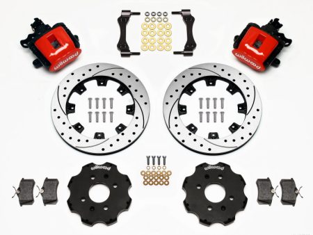 Wilwood Combination Parking Brake Rear Kit 12.19in Drilled Red Civic   Integra Disc 2.39 Hub Offset Supply