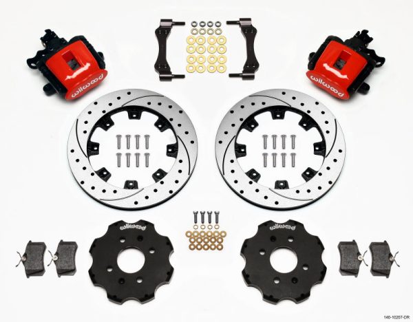 Wilwood Combination Parking Brake Rear Kit 12.19in Drilled Red Civic   Integra Disc 2.39 Hub Offset Supply