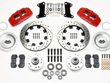 Wilwood Dynapro 6 Front Hub Kit 12.19in Drilled Red 67-69 Camaro (*Line Kit Needed*) Cheap