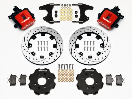 Wilwood Combination Parking Brake Rear Kit 12.19in Drilled Red Civic   Integra Drum 2.46 Hub Offset Online Sale