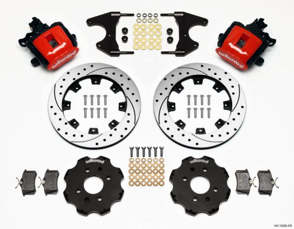 Wilwood Combination Parking Brake Rear Kit 12.19in Drilled Red Civic   Integra Drum 2.46 Hub Offset Online Sale