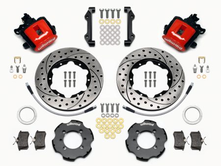 Wilwood Combination Parking Brake Rear Kit 11.00in Drilled Red 2012 Fiat 500 w  Lines Online Sale