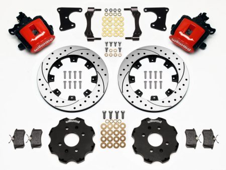 Wilwood Combination Parking Brake Rear Kit 12.19in Drilled Red Civic   Integra Drum 2.71 Hub Offset Supply