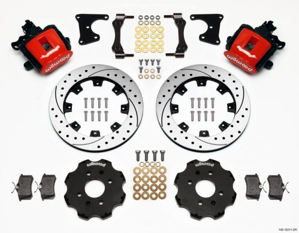 Wilwood Combination Parking Brake Rear Kit 12.19in Drilled Red Civic   Integra Drum 2.71 Hub Offset Supply